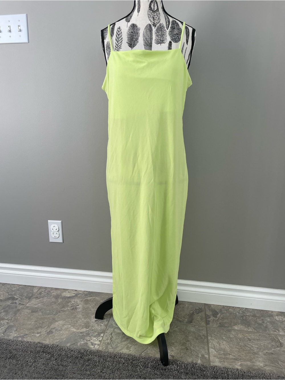 H&M - NWT: Lime Green  Spaghetti Strap Maxi Dress